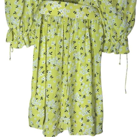 For Love & Lemons Chrysanthemum Mini Dress Lemonade Yellow Floral Medium - Picture 14 of 16